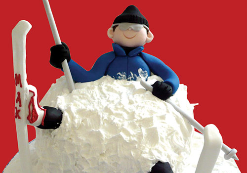 Birthday cake with a ski theme